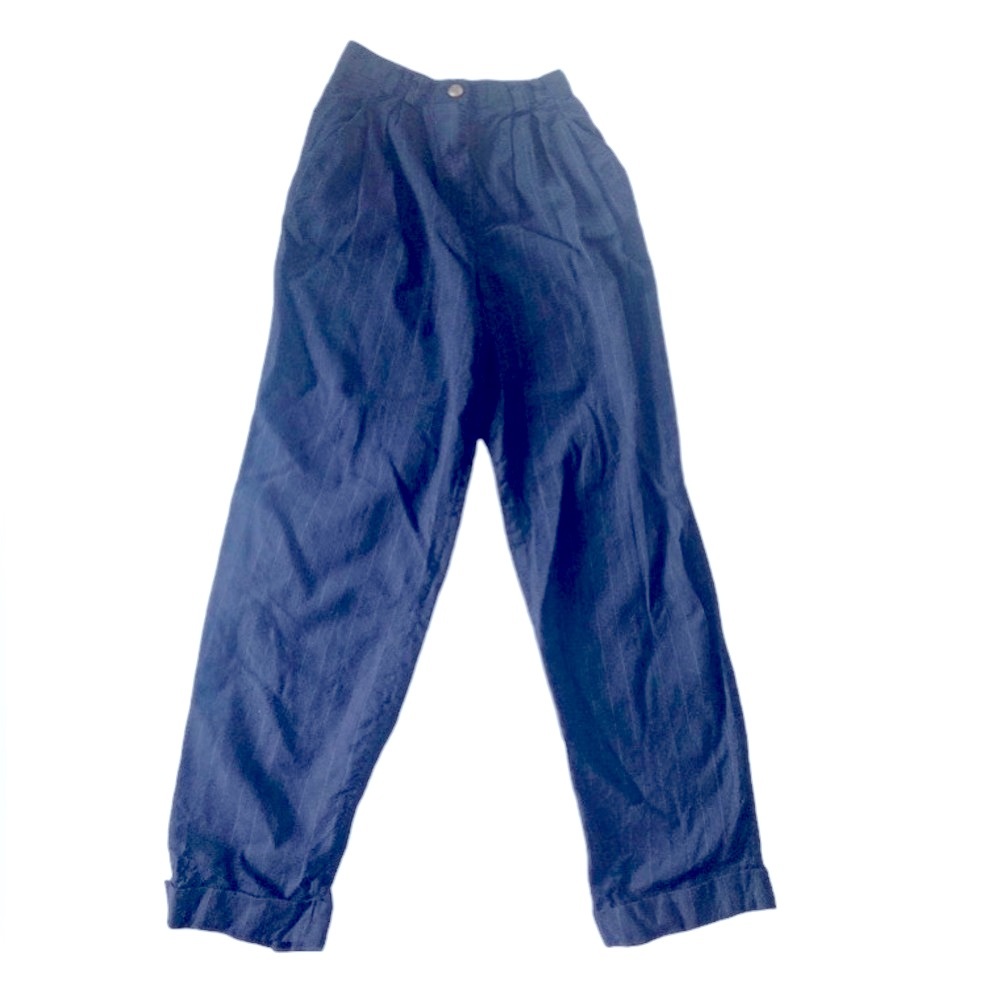 Krizia Navy Pinstriped Pants-Trousers- Pleated& Cuffed! Sz4 4